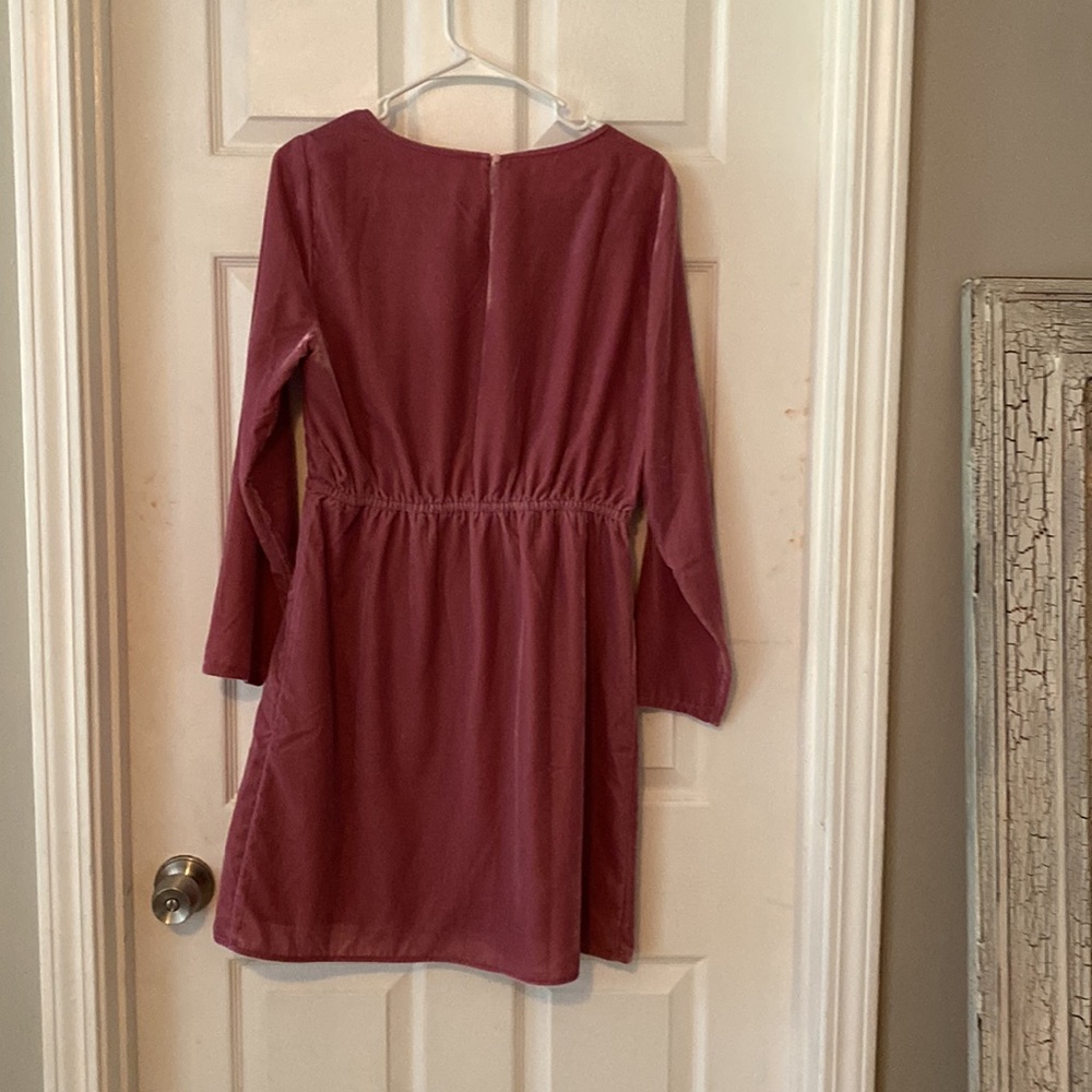 J Crew pink velvet faux wrap dress. Great condition! - Picture 6 of 6